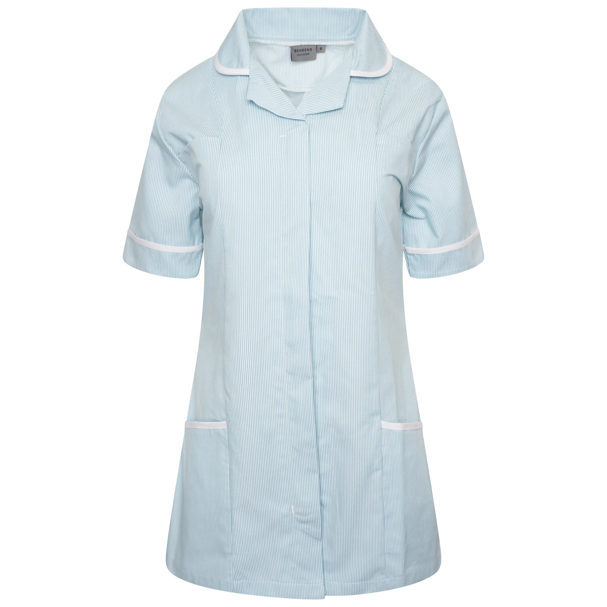 Ladies-Tunic-GREEN WHITE STRIPE-WHITE